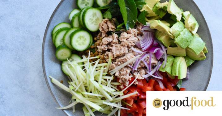 Quick tuna, lentil and avocado salad