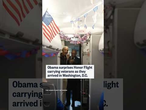 Obama surprises Honor Flight carrying veterans as they arrived in Washington D.C.