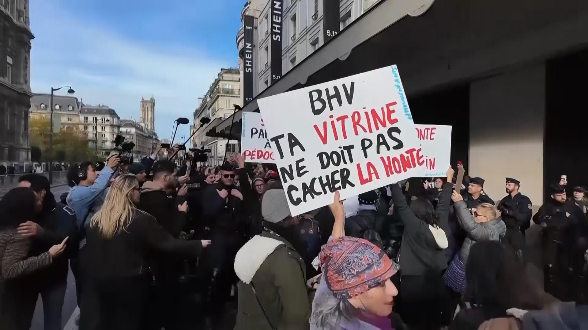 Protests and crowds as Shein opens first permanent store in Paris