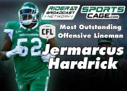 Jermarcus Hardrick becomes fifth Saskatchewan Roughrider to claim CFL’s Most Outstanding Offensive Lineman award