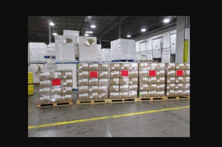 Several huge pallets of products not on the manifest were seized