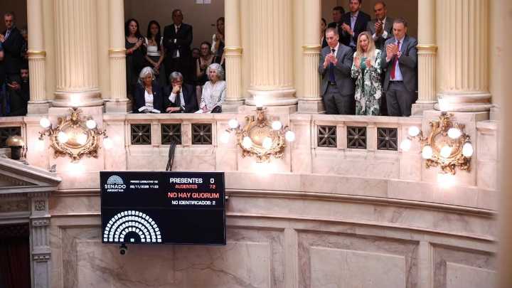 Villarruel tomó juramento a los nuevos senadores con Karina Milei en el palco