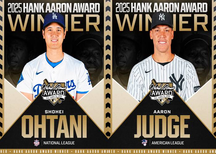 Siguen los reconocimientos para Ohtani y Judge, ganaron el Premio Hank Aaron