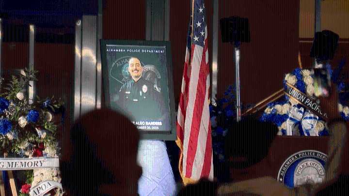 Community honors Alhambra officer killed in collision during pursuit of a stolen vehicle