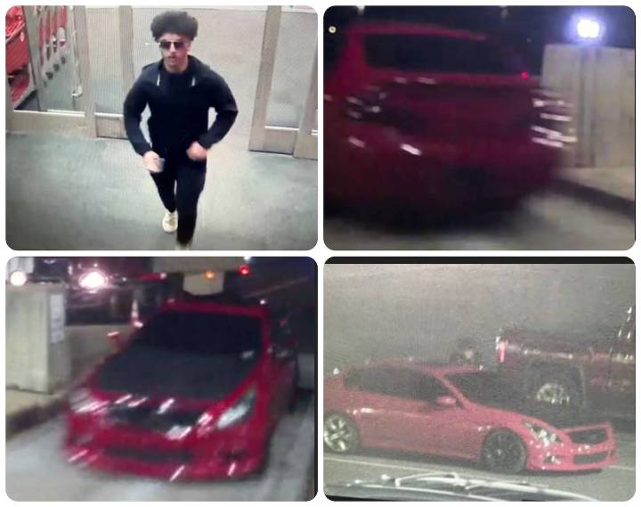 Have you seen this red Infiniti? The driver is wanted for a string of crimes in N.J.