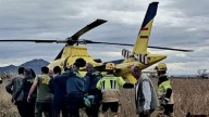 El helicóptero del 112 evacúa a un varón herido grave en Puebla de la Reina (Badajoz)