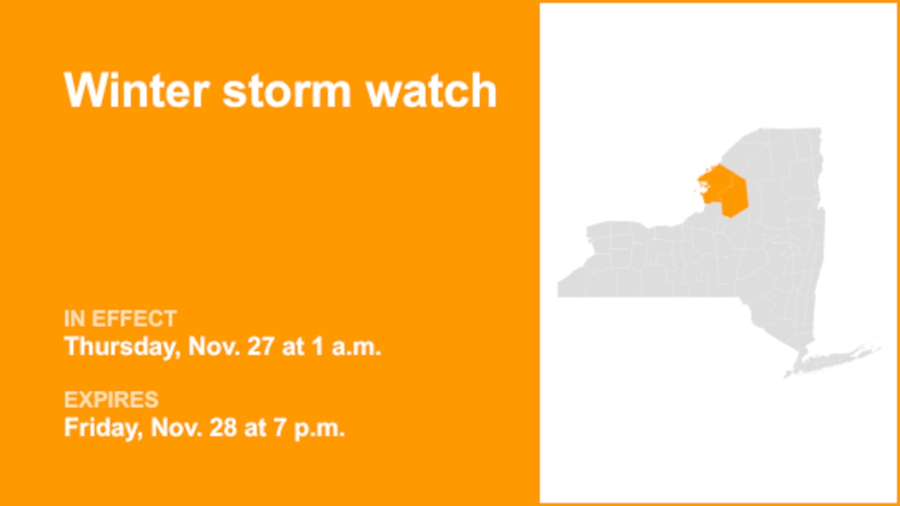 NY weather: Winter storm watch affecting Jefferson and Lewis counties Thursday and Friday
