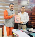 Mahant Rohit Shastri Meets IAS Rahul Yadav — Presents Felicitation Volume Dedicated to Hon’ble Lieutenant Governor Manoj Sinha
