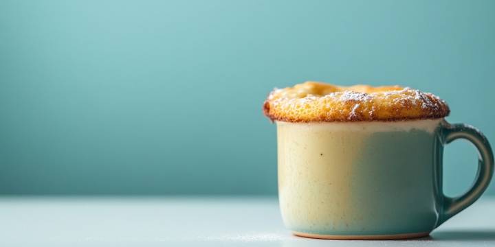 Pastel de coco en taza; en solo pocos minutos puedes preparar este sencillo postre