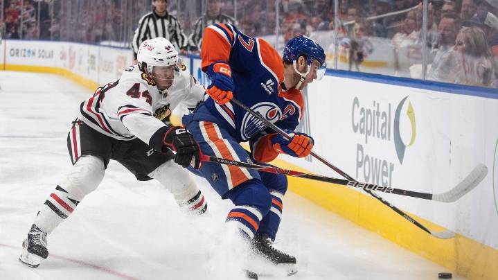 Bouchard scores in OT to give Oilers 3-2 win against Blackhawks