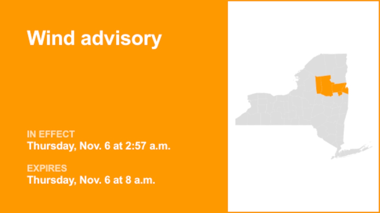 Update: New York placed under a wind advisory until Thursday morning