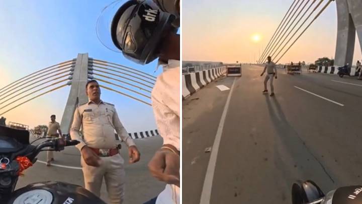 Patna: Traffic Police Caught Slapping, Hurling Abuses At Biker Riding One-Handedly While Filming On Ganga Bridge; Video Goes Viral