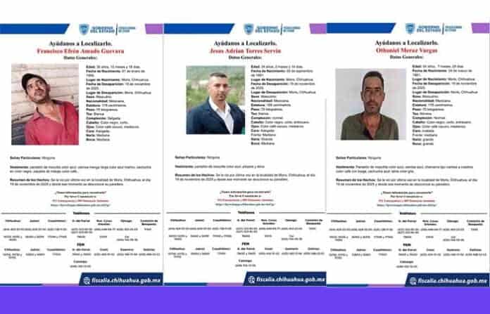 Reportan la desaparición de 3 hombres en Moris