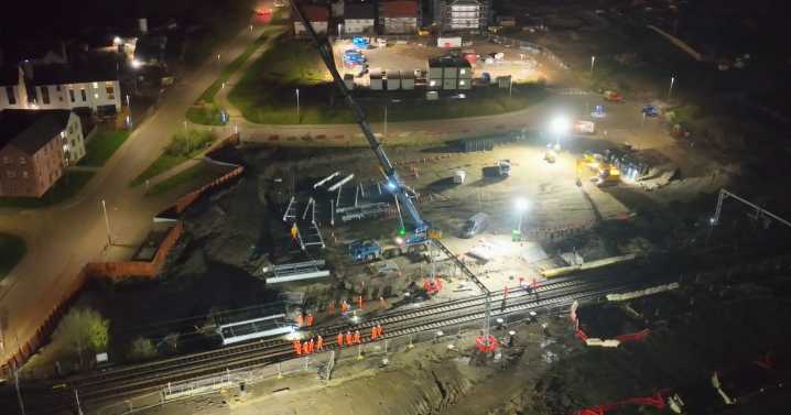 New £18m train station near Glasgow takes shape as drone captures unique view