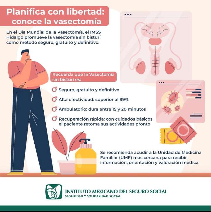 Impulsa IMSS Hidalgo vasectomía sin bisturí en Mes de la Salud Integral del Hombre