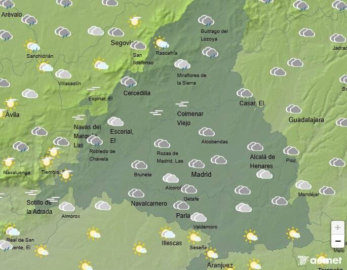 El sábado llega con cielos cubiertos y suben ligeramente las temperaturas con máximas de hasta 21ºC en el sur