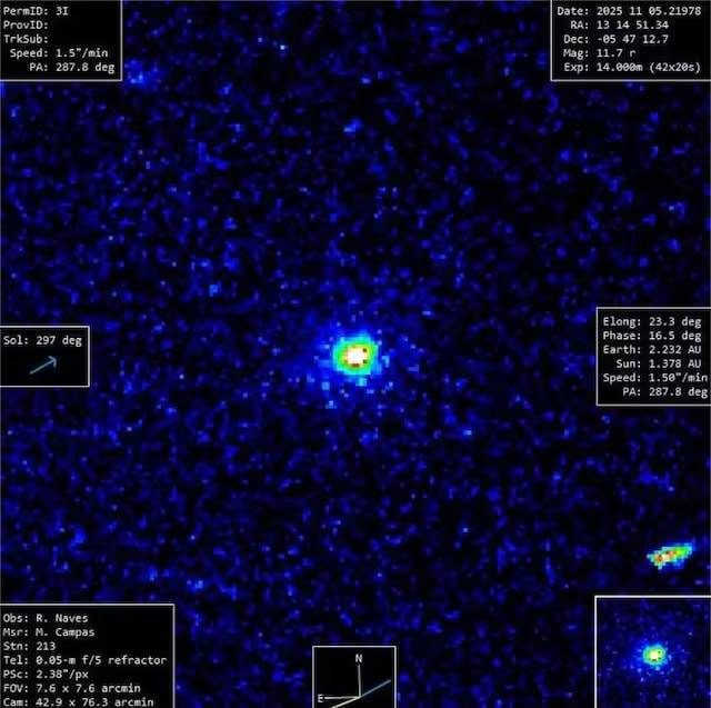 El cometa 3I/ATLAS sorprende al carecer de cola