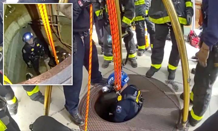 Construction worker rescued after falling down Manhattan manhole