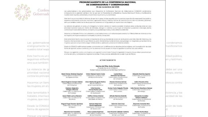 Se suma gobernadora Cuéllar a postura de Conago que condena el acoso que sufrió la presidenta Sheinbaum