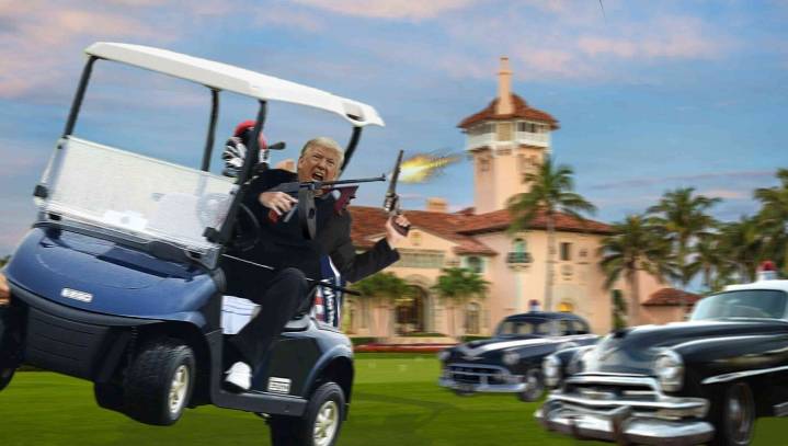 'You'll Never Take Me Alive, Coppers!' Shouts Trump Speeding Away From Police In Golf Cart