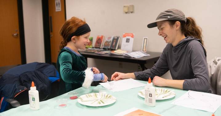 Making art with sand at the library