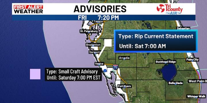 Advisories up for beachgoers and boaters