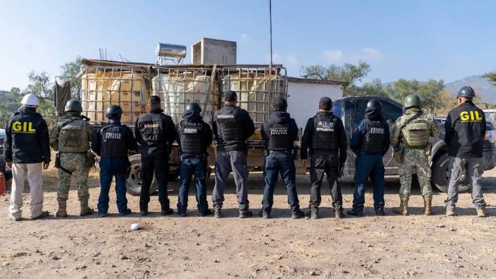 Aseguran predio almacén drogas e hidrocarburos