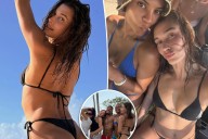 Hailey Bieber models thong bikinis during Kendall Jenner's birthday