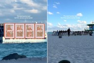Giant Floating Skims Ad Distracts Guests at Miami Beach Wedding