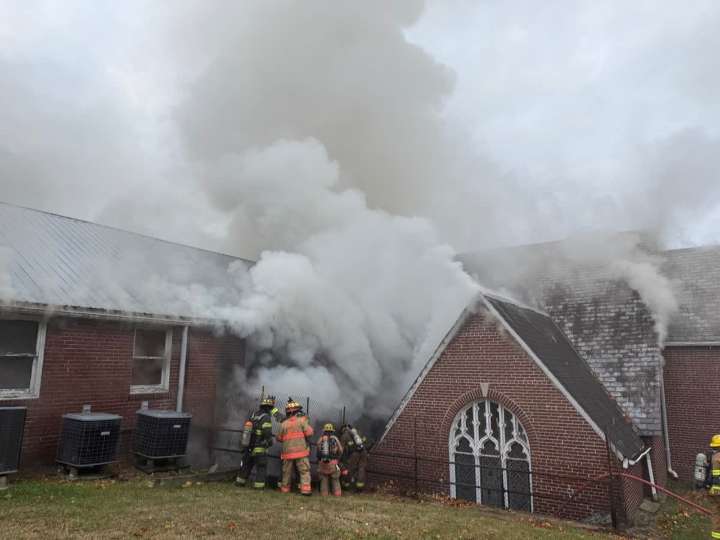 Smoke billows from Bangor church fire early Wednesday