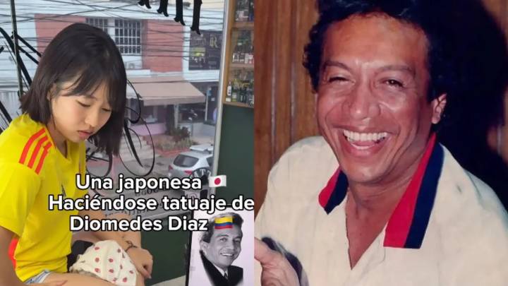 Una joven japonesa se tatuó a Diomedes Díaz en una pierna: video viral