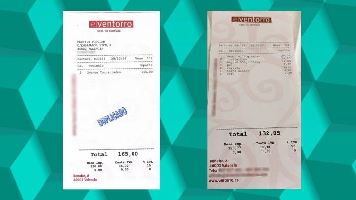 La factura de Mazón frente a un ticket habitual: cómo el dueño de 'El Ventorro' tapa lo que consumió con Vilaplana