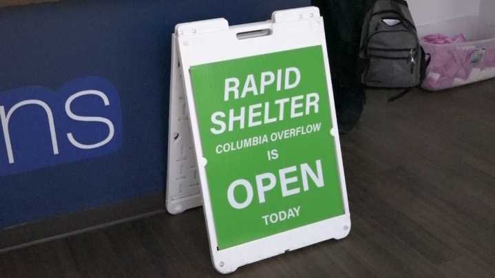 Columbia shelters fill as temperatures drop below 40 degrees