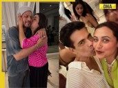 Inside pics of Shah Rukh Khan's 60th birthday celebrations, Farah kisses SRK