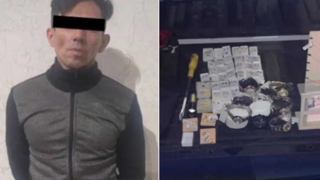 Detienen a hombre que robo joyería y relojes de tienda departamental en Tacuba