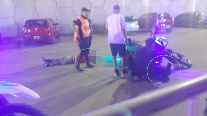 Un policía en moto atropelló a un vendedor ambulante en la entrada de la FNS 2025