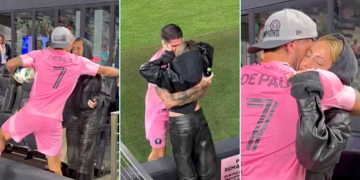 El efusivo beso que le dio Rodrigo De Paul a Tini Stoessel después de la victoria del Inter Miami: el video