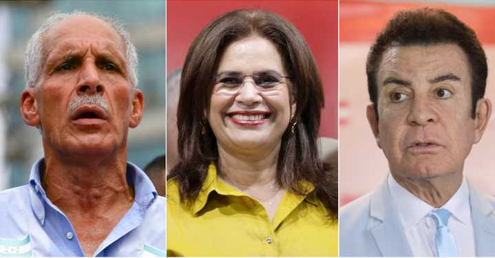 Nasry Asfura, Rixi Moncada y Salvador Nasralla, los tres candidatos que buscan suceder a Xiomara Castro en Honduras