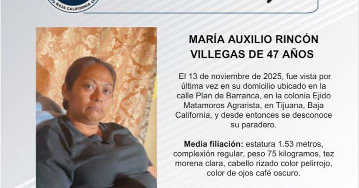 Se busca a María Auxilio Rincón Villegas de 47 años