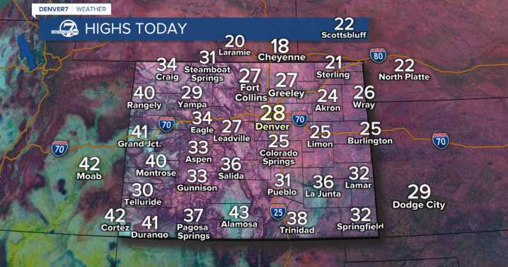 Colorado Weather: Light snow and highs only in the 20s