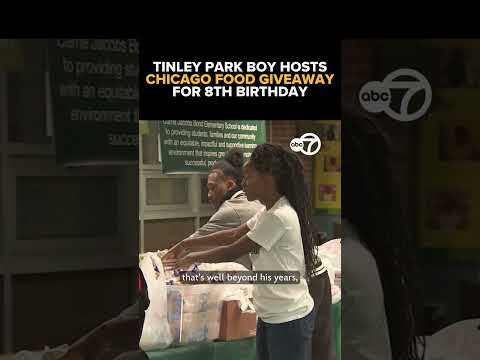 Tinley Park boy hosts Chicago food giveaway for 8th birthday