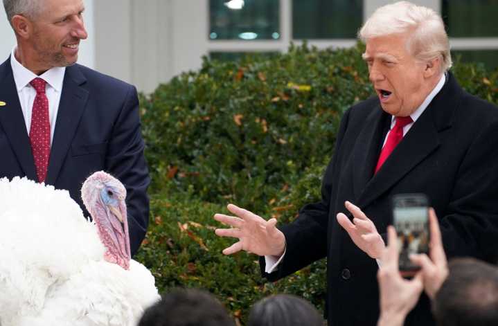 ‘Gobble and Waddle’: Trump pardons Thanksgiving turkeys, blasts Democrats