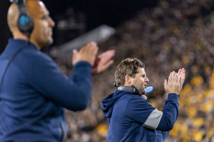 James Franklin tears up discussing former Penn State DC Brent Pry at Virginia Tech press conference