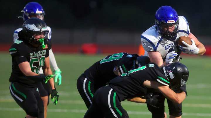 Football standout Hudson finding joy at North Mason after rocky road