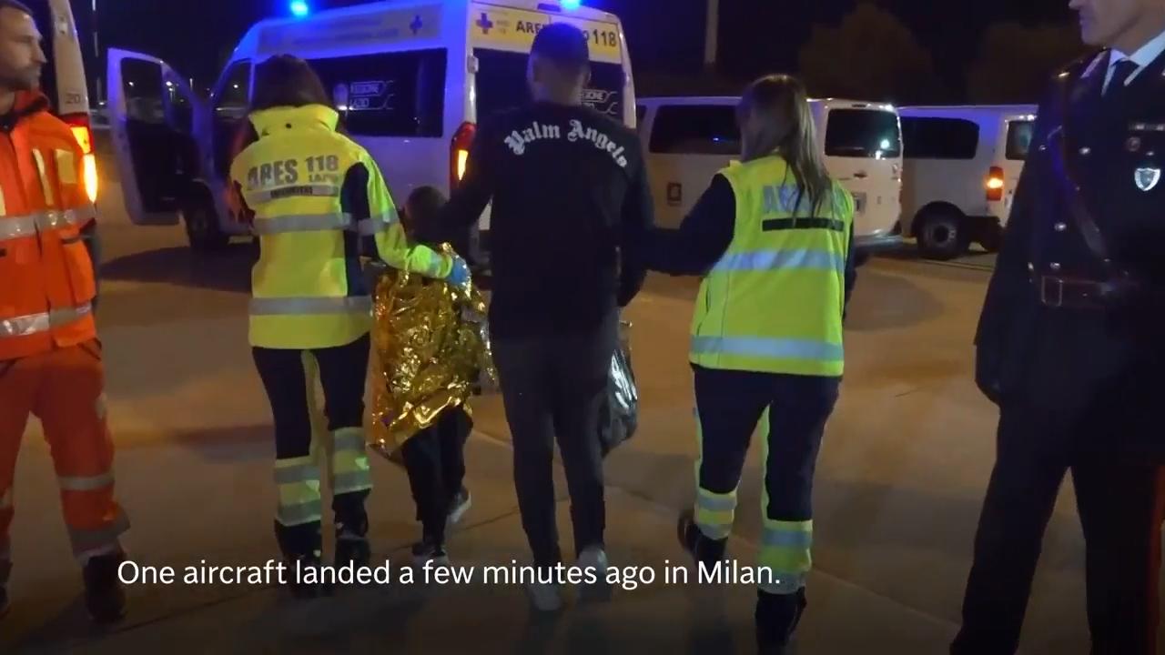 Sick children from Gaza evacuated to Italy with their families