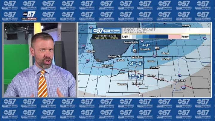A winter storm will end the Thanksgiving weekend
