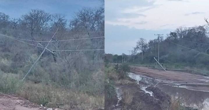 Fuertes vientos provocaron la caída de postes y corte de energía en Rivadavia Banda Sur y La Unión