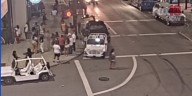 Surveillance video shows viral downtown brawl