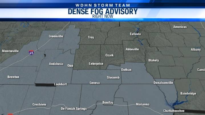 Dense Fog Advisories continue for Dothan, Wiregrass