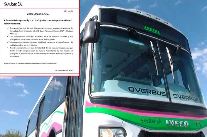 Ante la inquietud de los choferes de Paraná, transporte San José emitió un comunicado